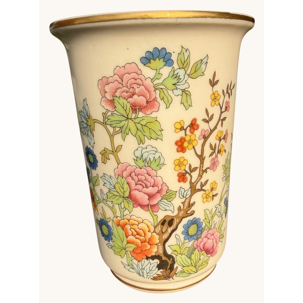 Vintage Rochelle Fine China Floral Vase Gold Gilt Trim 5.5" Chinoiserie Decor